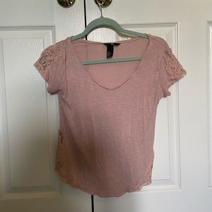 Mauve pink H&M shirt with lace detailing